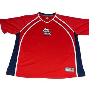 MLB St Louis Cardinals Short Sleeve V-Neck‎ Pullover Mens Size XL Red Baseball